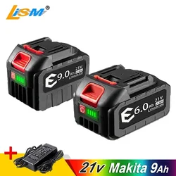 18650 21V 9AH 6AH high-power durable lithium battery, charger, suitable for Makita 21V series electric tool high voltage wat