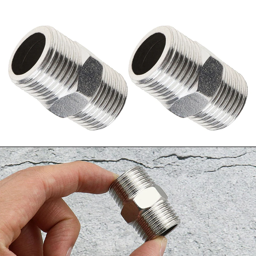 2PCS Shower Hose Extension Pipe Hose Extender Connectors Make Hose Longer Extend 1/2 Inch Shower Hose Extension External Thread