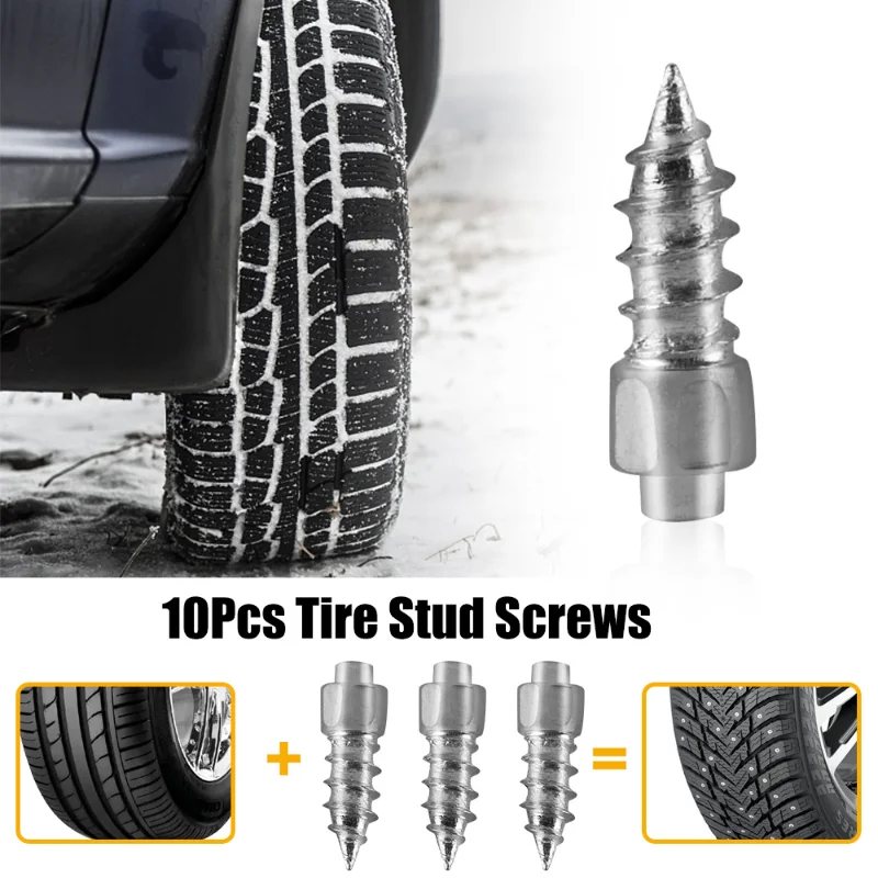 10Pcs Universal Anti-Slip Screws Winter Car Tire Stud Nails Auto Motorcycle Truck Off-road Tyre Anti-ice Spikes Sole Tire Cleats