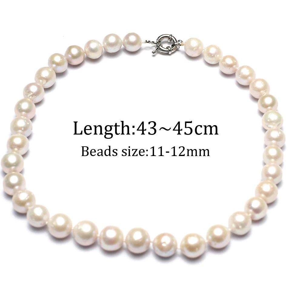 11-12mm Near Round Higher Quality Pearl Beads 43-45cm Fashion Charm Natural Freshwater Pearl Necklace for Women Jewelry Gifts