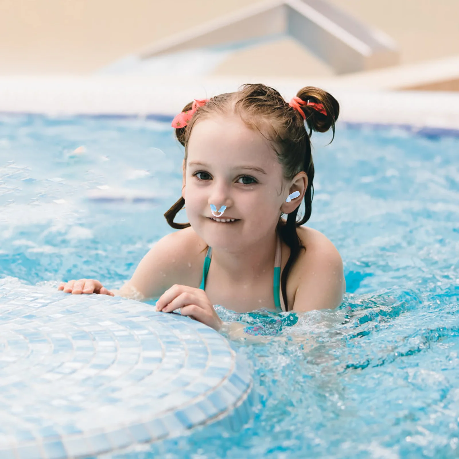 

1Set Child Friendly Swimming Nose Clips Ear Plugs Blue M Ergonomic Design Waterproof Silicone Set for Kids Swimming Diving Fun