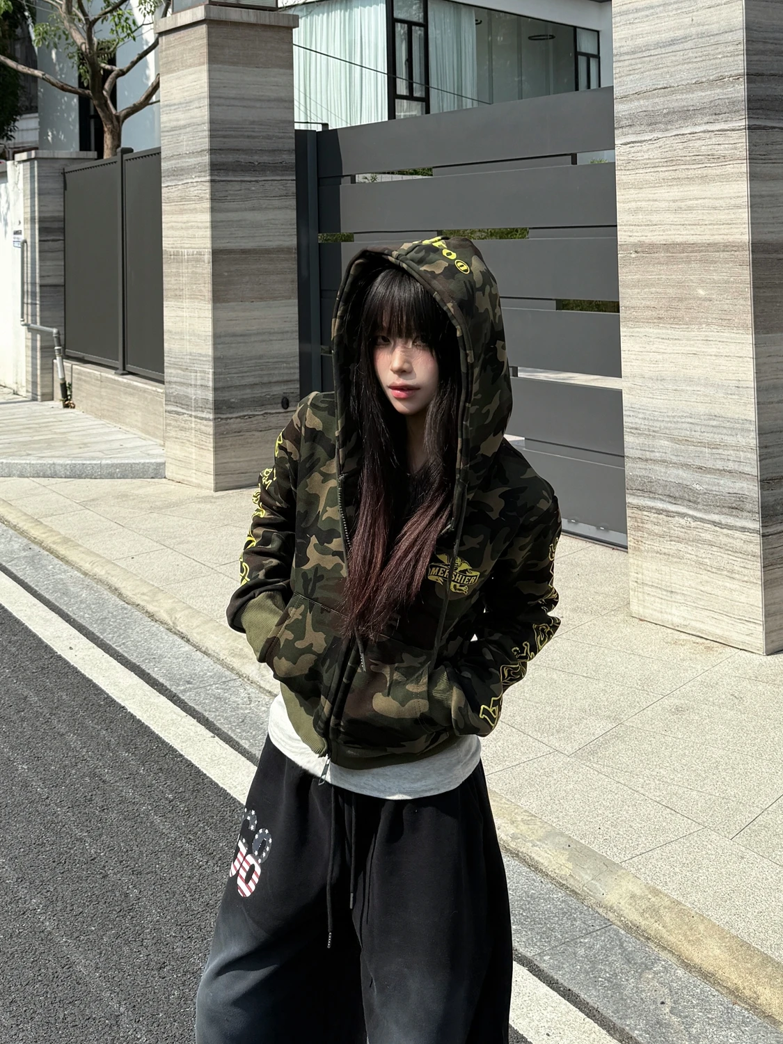 

Готическая камуфляжная толстовка с капюшоном, женская куртка, приталенная, модная осенняя верхняя одежда Bodpeople, брендовая смесь хлопка и полиэстера