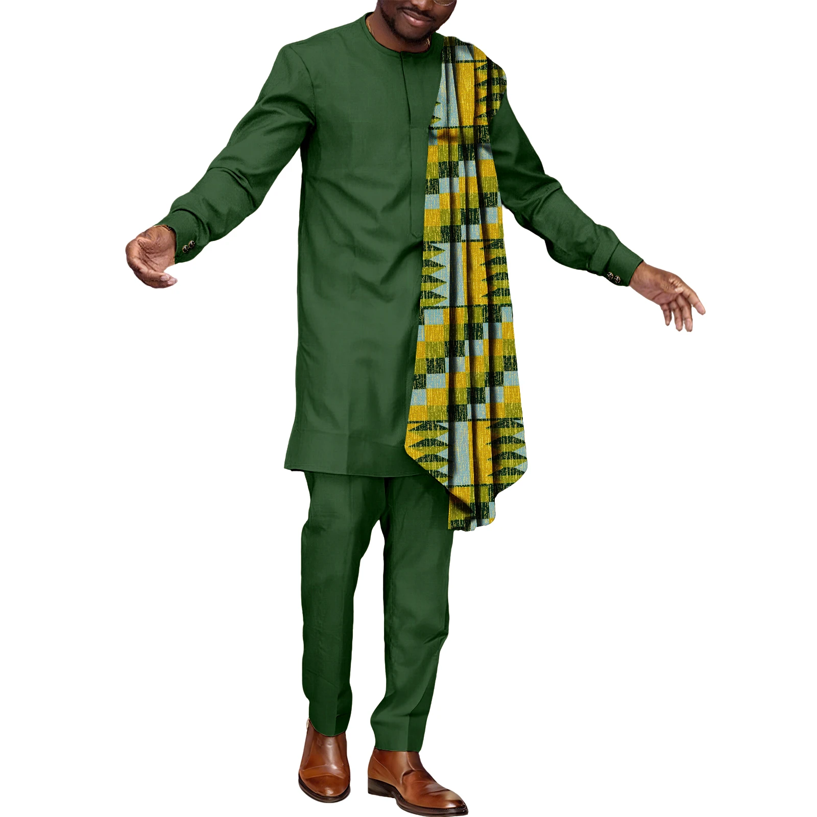 SEA&ALP Afrikaanse pakken voor mannen Dashiki Kente print patchwork top shirt en broek 2-delige set kleding traditionele outfits