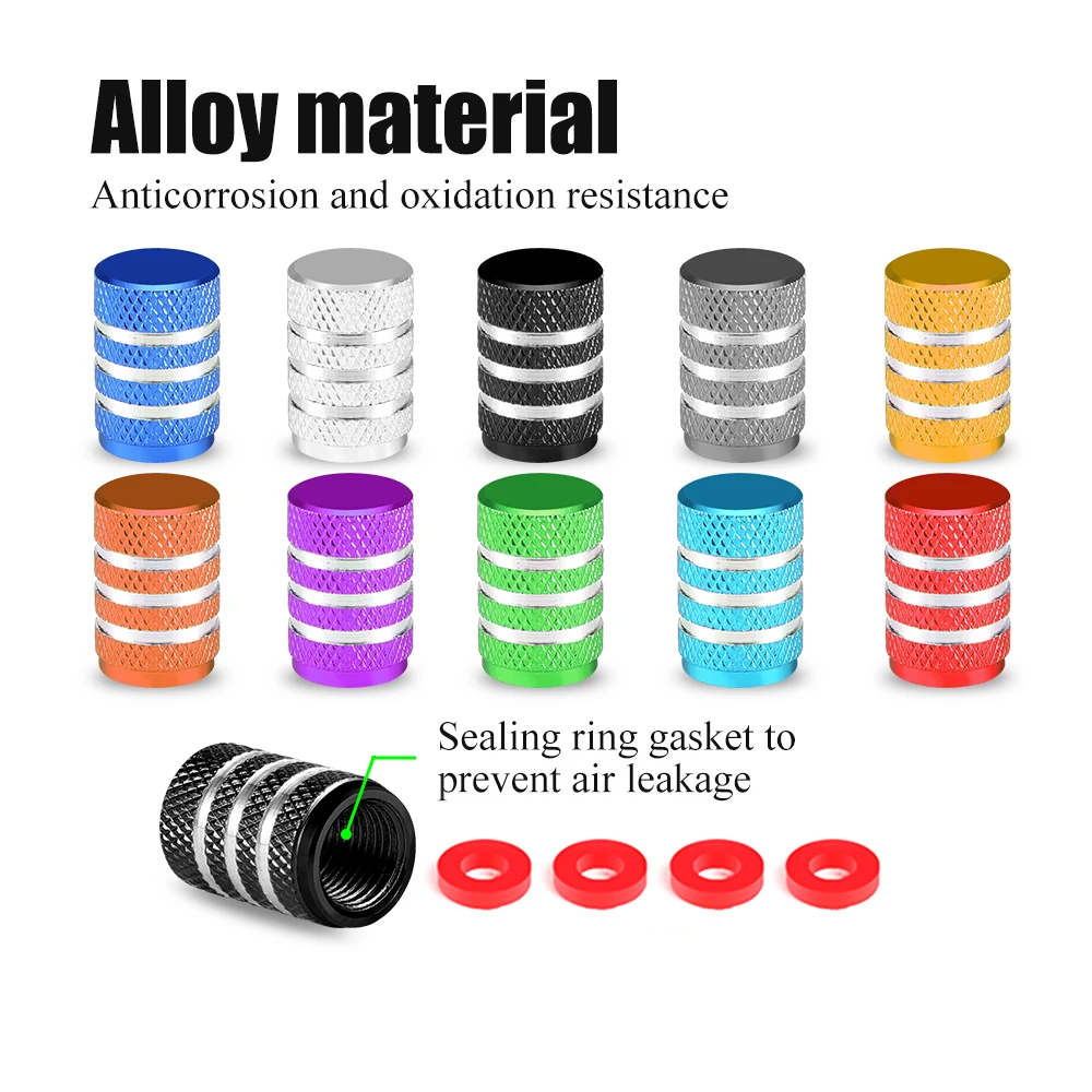 4Pcs Aluminum Car Wheel Tire Valve Caps Tyre Rim Stem Covers Airdust Waterproof For Automobiles Motorcycles Trucks Bikes