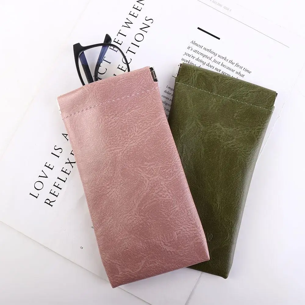 Letter Eye Glasses Holder Eyewear Protective Case Sunglasses Storage Bag Cosmetic Bag PU Leather Glasses Case Small Coin Purse