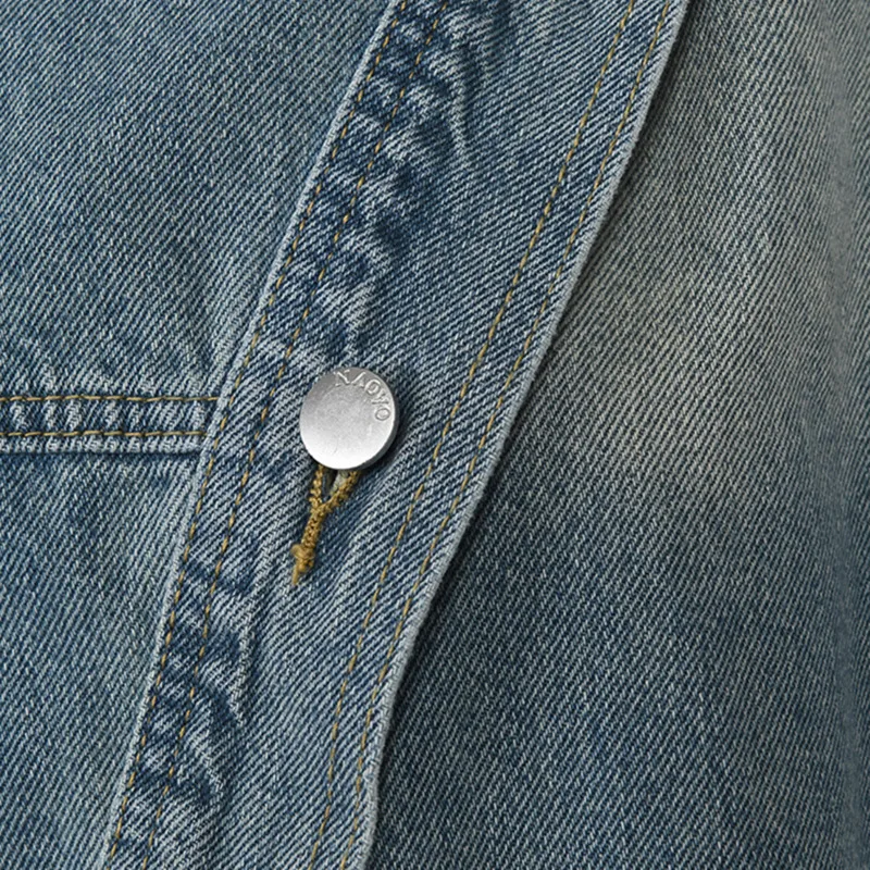 EAEOVNI Vintage Denim veste femmes conception irrégulière bouton poches Streetwear manteau d'extérieur mode 2025 nouveaux vêtements
