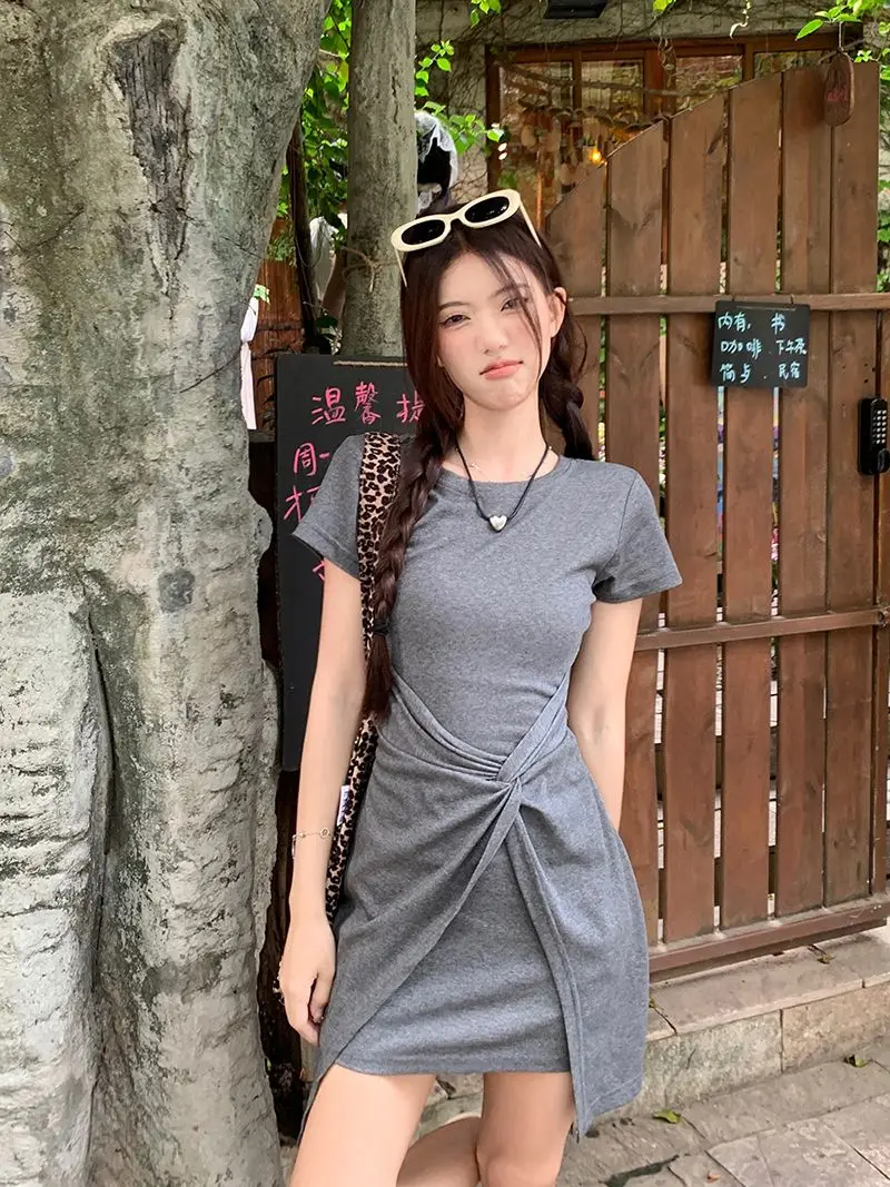 2024 Summer New Irregular Slim Fit Short Skirt Casual T-shirt Dress