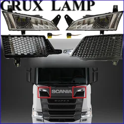 1 Pair Fog Lamp And Grille Fit For Scania R/P Truck 24V LED Light 2552712 2552711 With Plug And Cover Panel 2307647 2307649