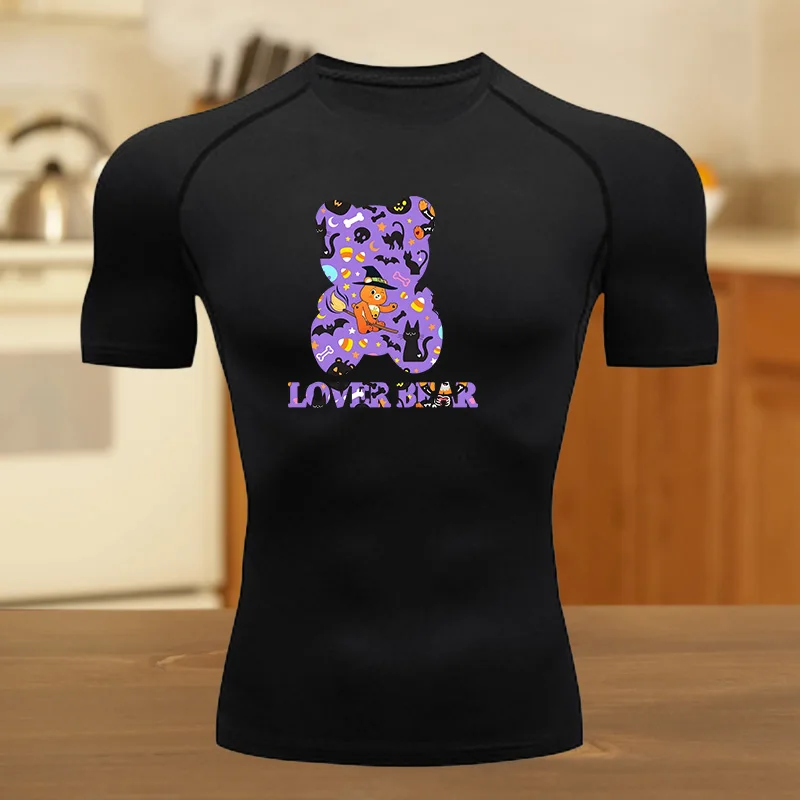 

Men's Compression Tee Runnning Shirt Graphic Sports Summer Quick Drying Gym T-shirt Fitness Suit Sweatshirt Elastic Top T-shirt