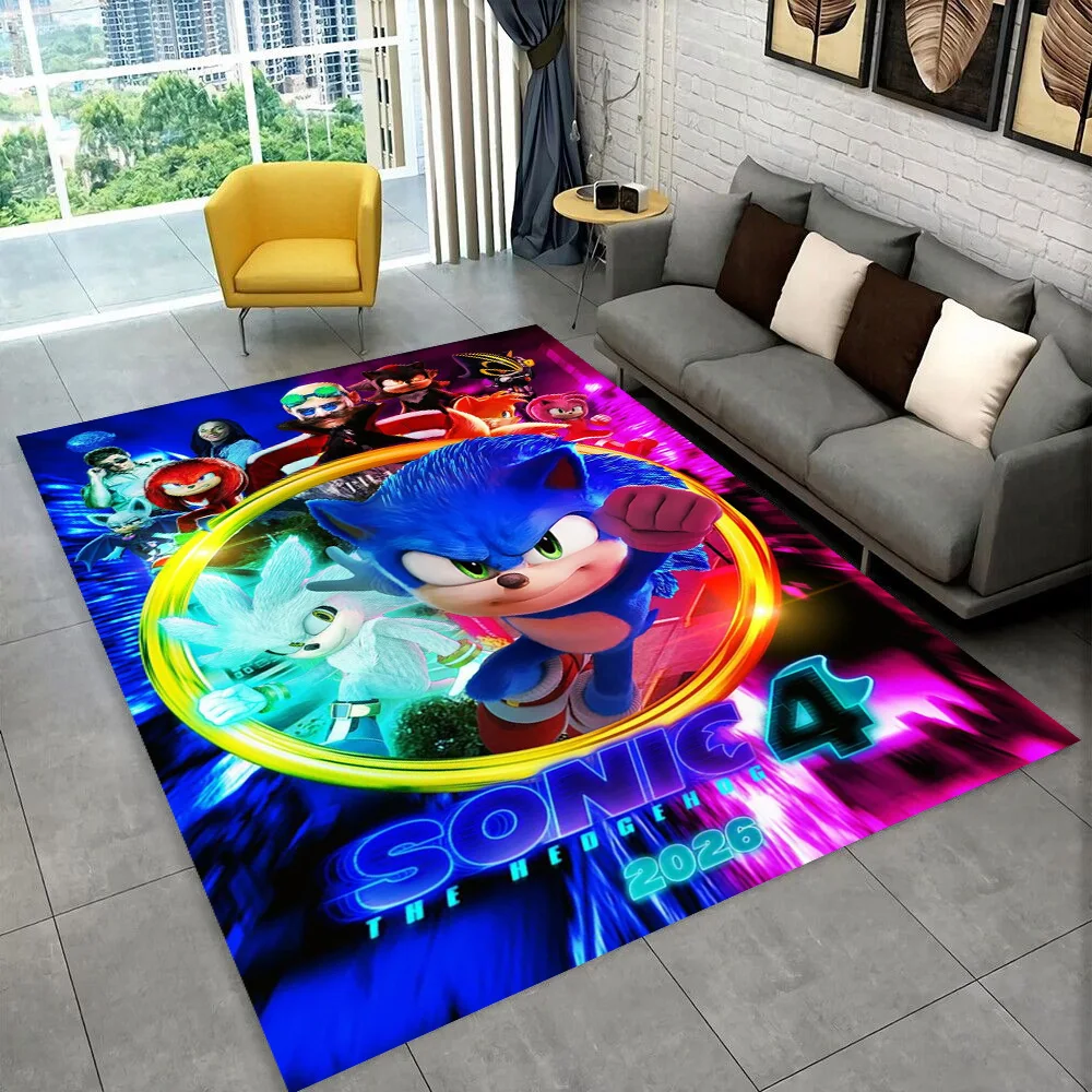 Fashion S-Sonic Cartoon Game Carpet Rug for Playroom Bedroom Living Room Sofa Home Decor,kids Play Area Rug Non-slip Floor Mat