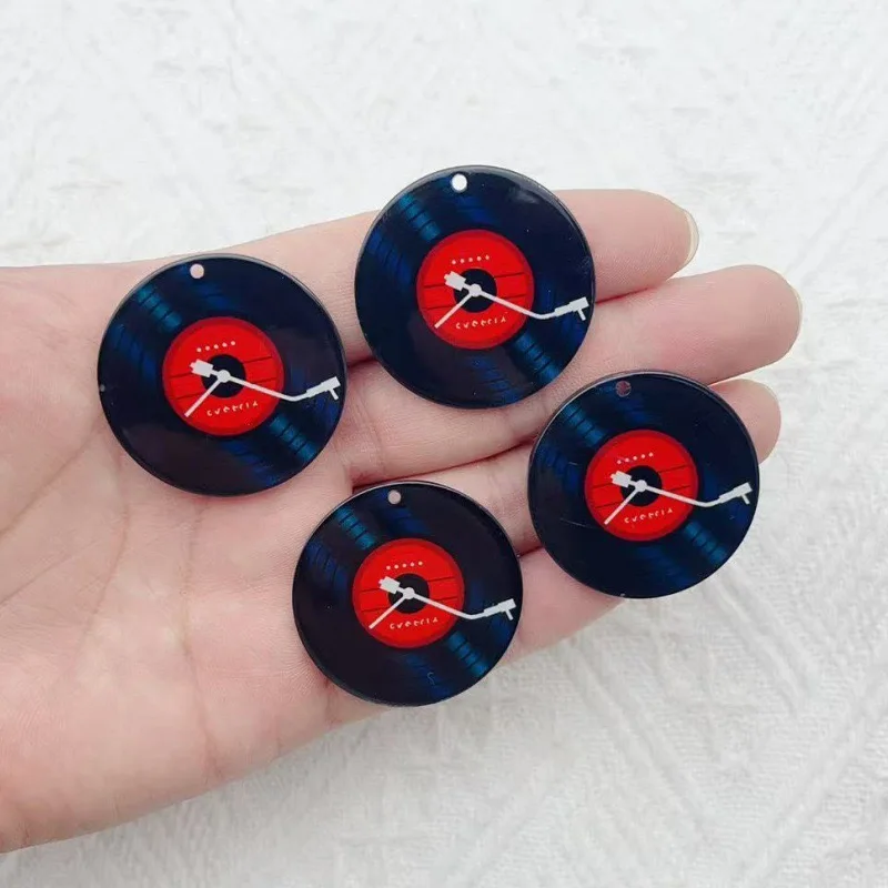 10pcs acrylic black film record pendant DIY jewelry pendant accessory material image 3