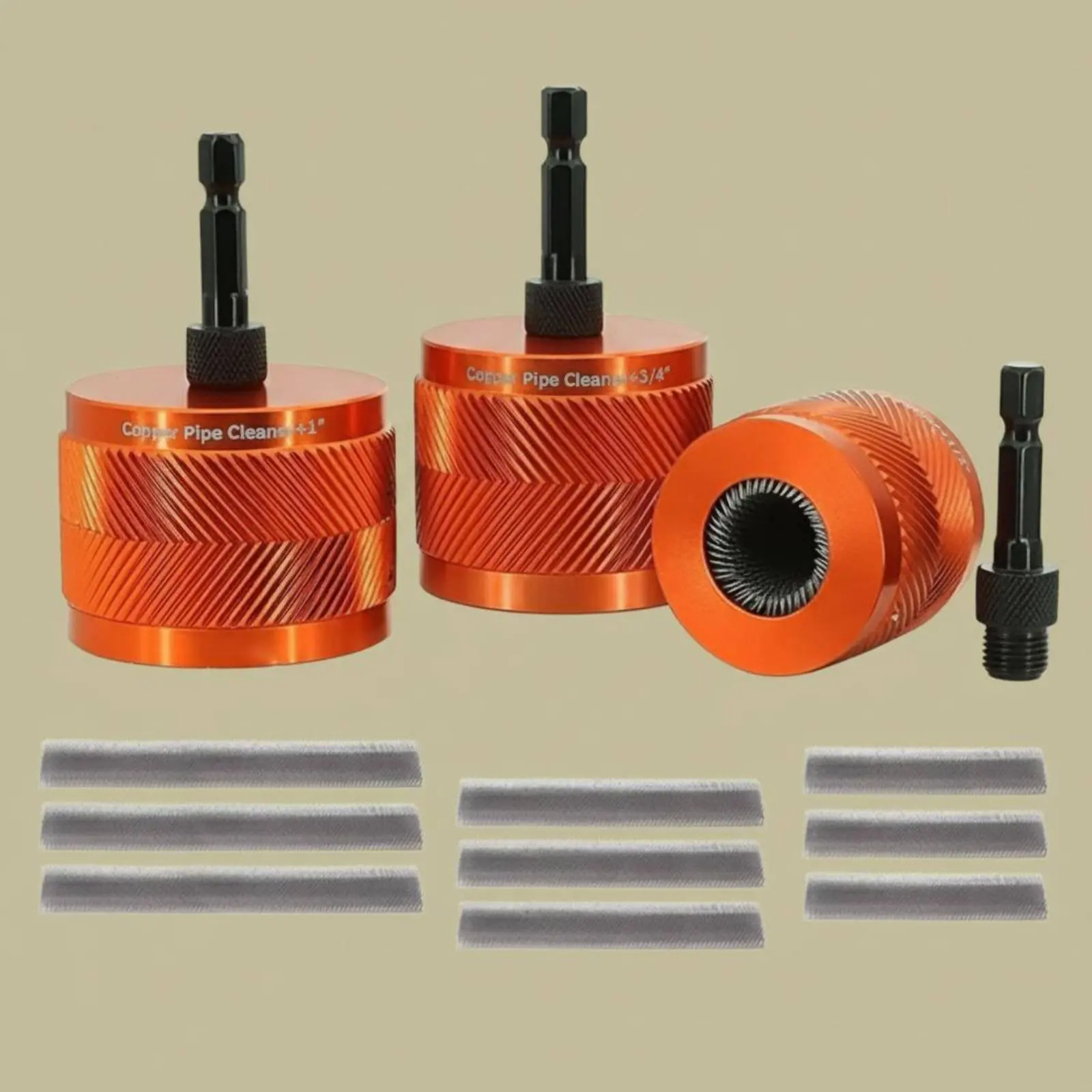 3 Pieces Copper Pipe Cleaner Set Wear-Resistant Copper Pipe Cleaning Tool Tube Cleaning Brush Anti-Slip Grip Wire Bore Brush Set
