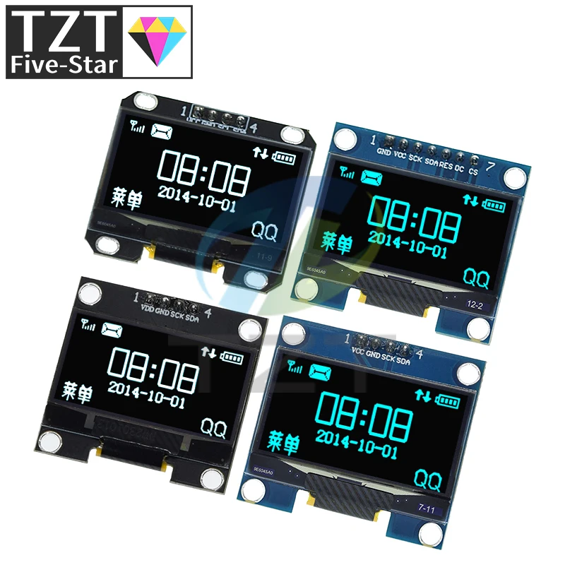 Imagem -04 - Módulo Oled Spi e Iic I2c Polegada Cor Branca e Azul Módulo de Display Led Lcd Comunicar 128x64