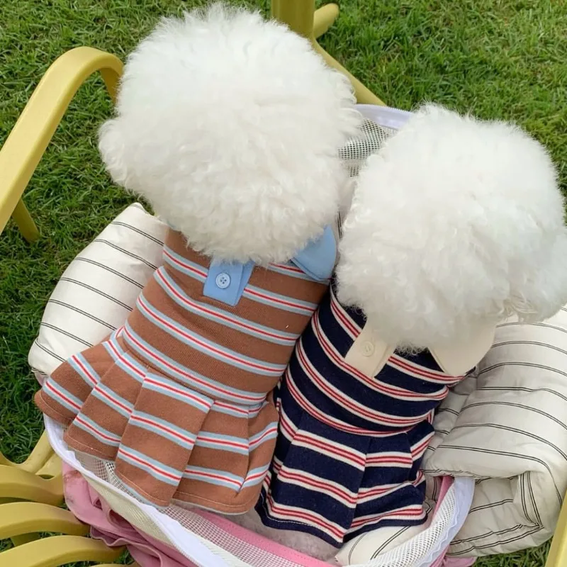 

Striped Summer Casual Dog Clothes Summer Striped Pet Dresses Cute Pullovers for Small and Medium-sized Dogs Teddy Fashion Skirts