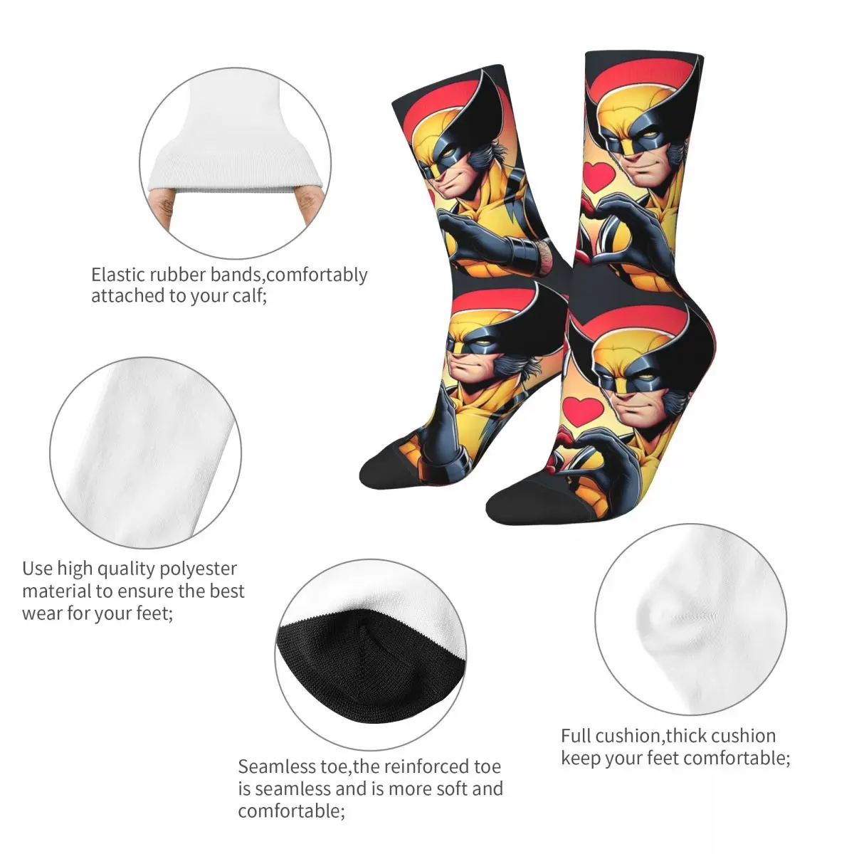 Crazy compression Deaddpool And Wolvierine Sticker Sock for Men Harajuku Disney Marvel Deadpool & Wolverine Film Sock Casual