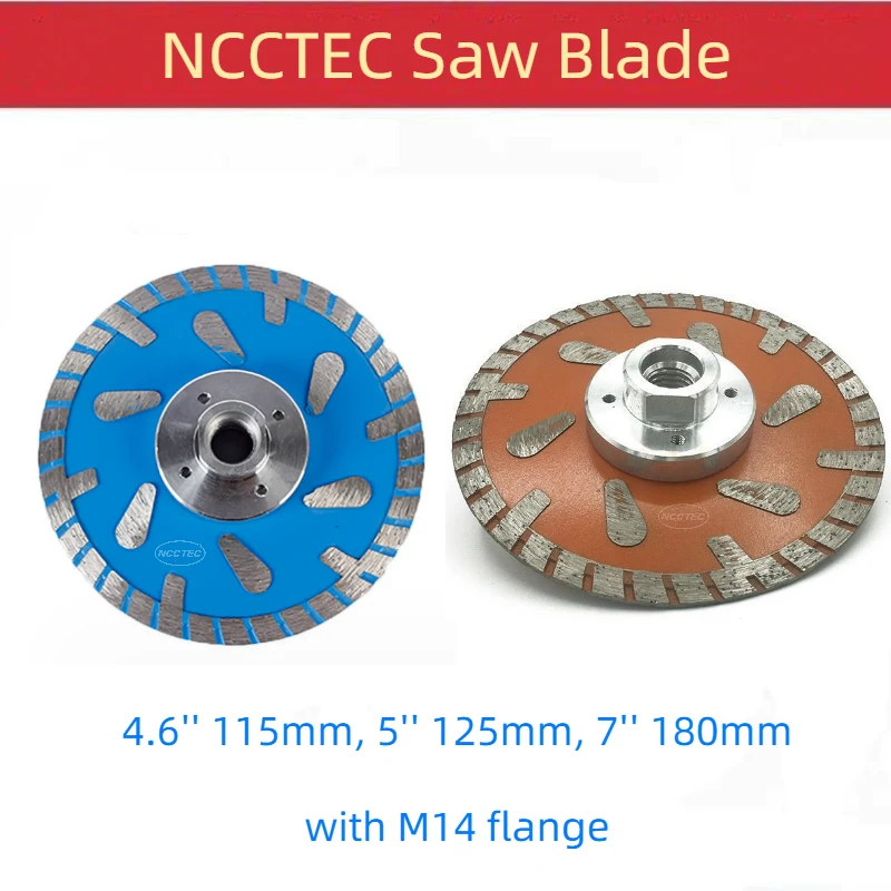 

[Water Drop Protect Segments] 5pc 4.6'' 5'' 7'' Hot Press Turbo Rim Diamond saw blade with M14 Flange 115 125 180mm Cutting disc