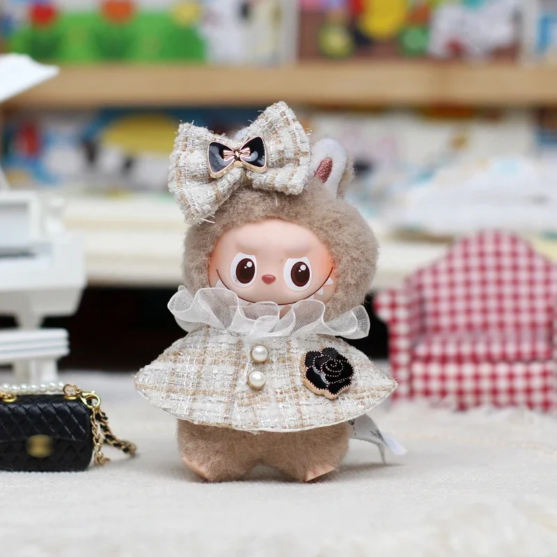 Para labubu 4.0 clássico grade estilo vestido manto conjunto para 4.0 roupas mini boneca roupas acessórios coreia kpop exo