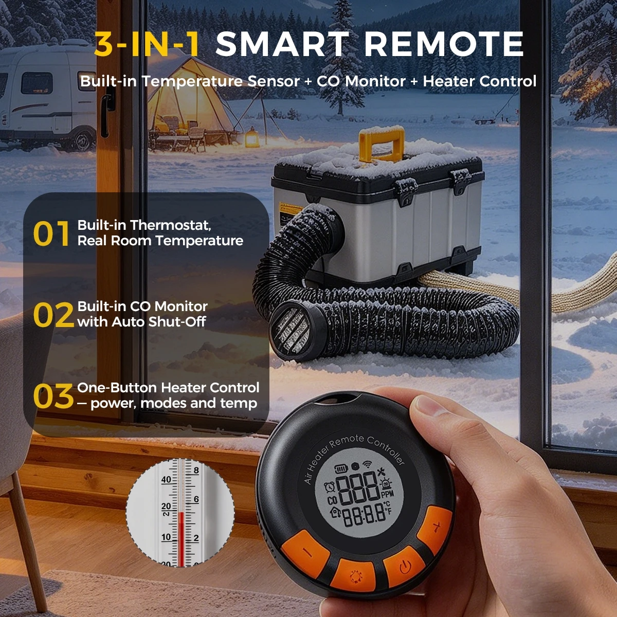 TB10Pro 8KW Diesel Air Parking Heater 12V 24V 240V 3-in-1 Wireless Smart Remote With Thermostat & CO Monitor Bluetooth APP Auto Heater For Car Camper RV Home