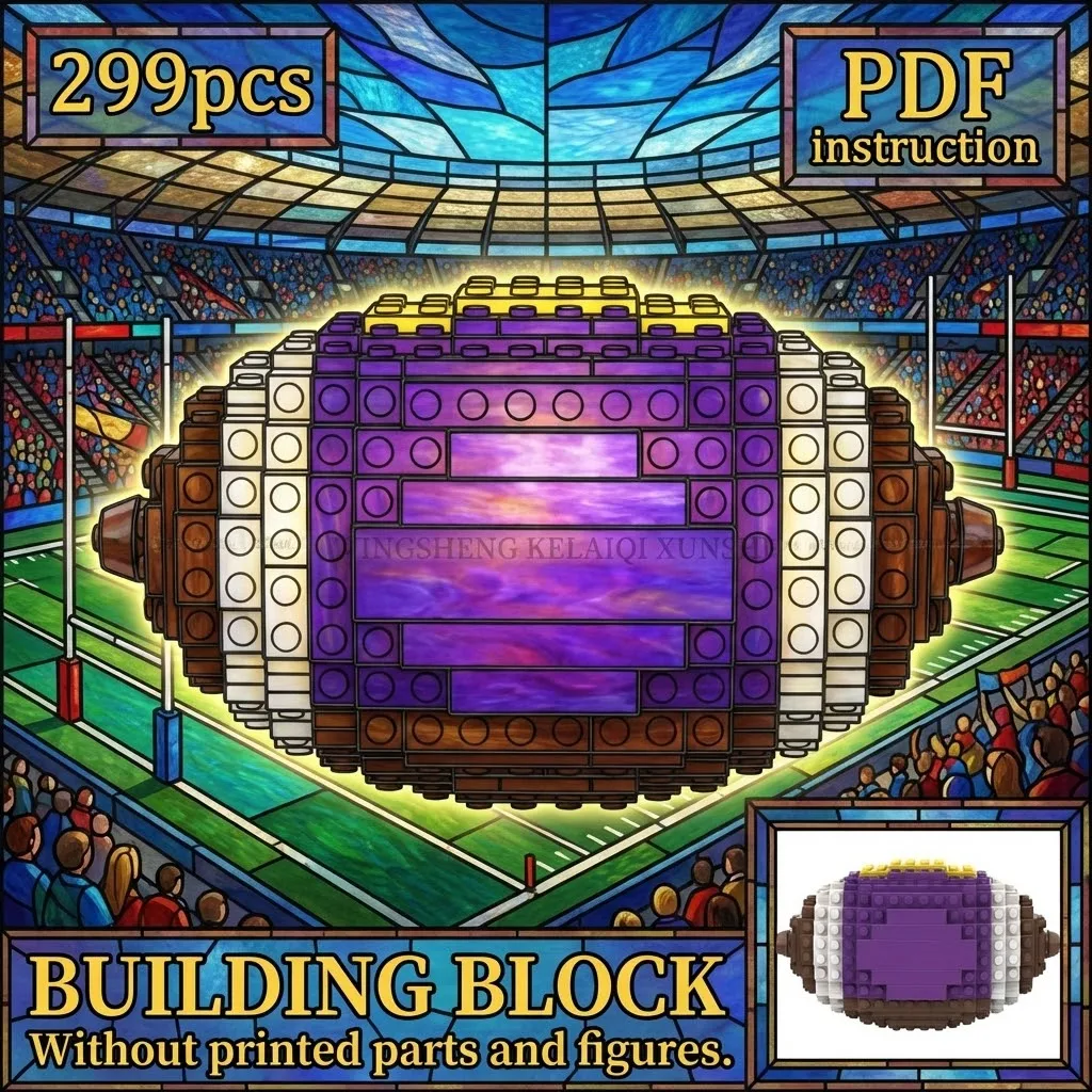 

DIY Sports Match Game Ball Construction Set Rugby Athlete Fan Gift Building Bricks Toy