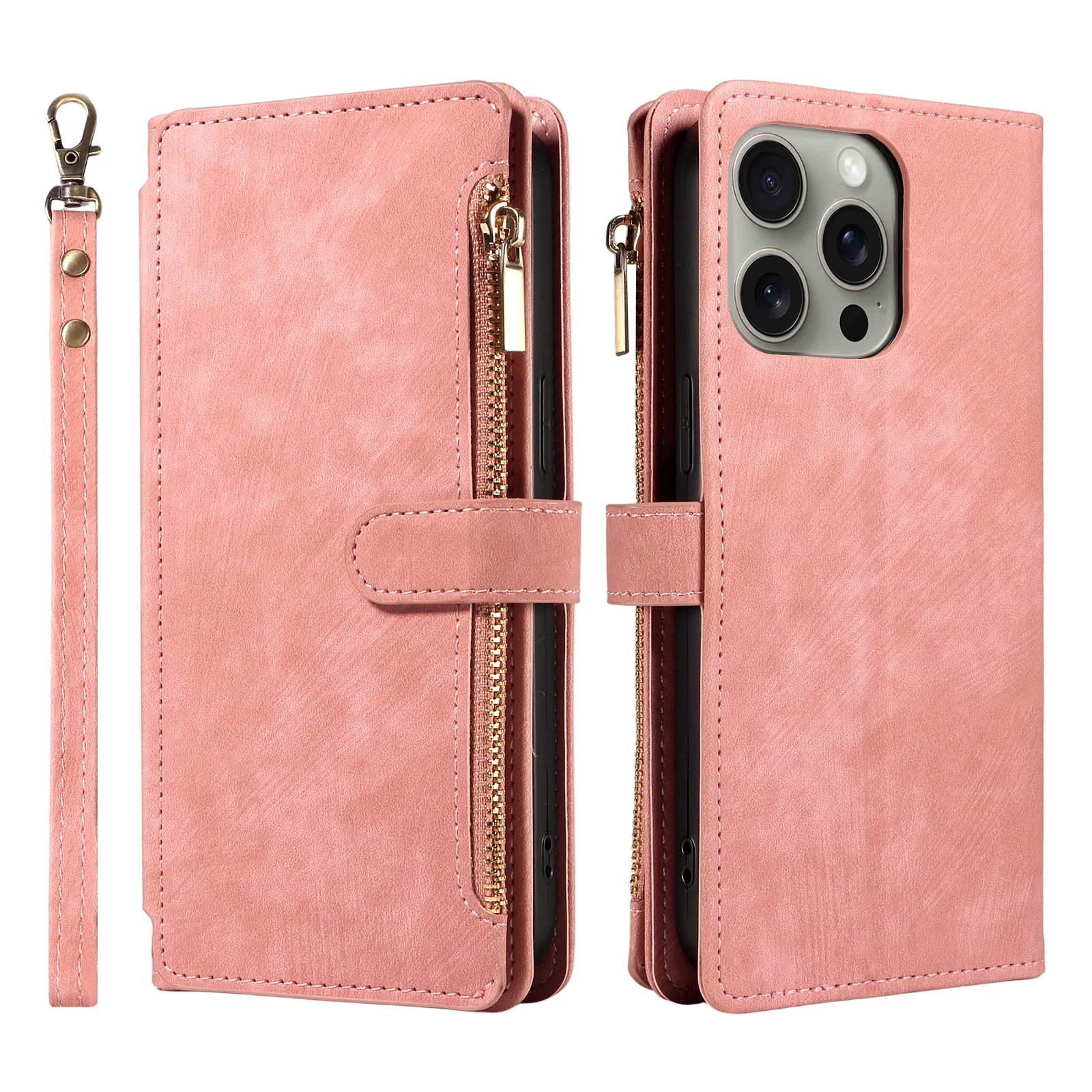 Rits Magnetische Flip PU Lederen Telefoonhoesje voor IPhone 17Air 16e 15 14 13 12 11 Pro Max Anti-diefstal en Anti-val Wallet Cover