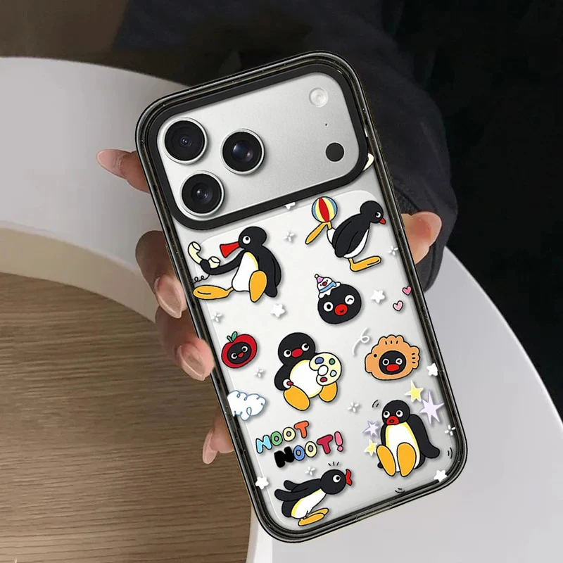 Cute Wave Chef Penguin Acrylic Black Border Magnetic Phone Cover for IPhone 12 13 14 15 16 17 Pro Max Case for IPhone 17 Air