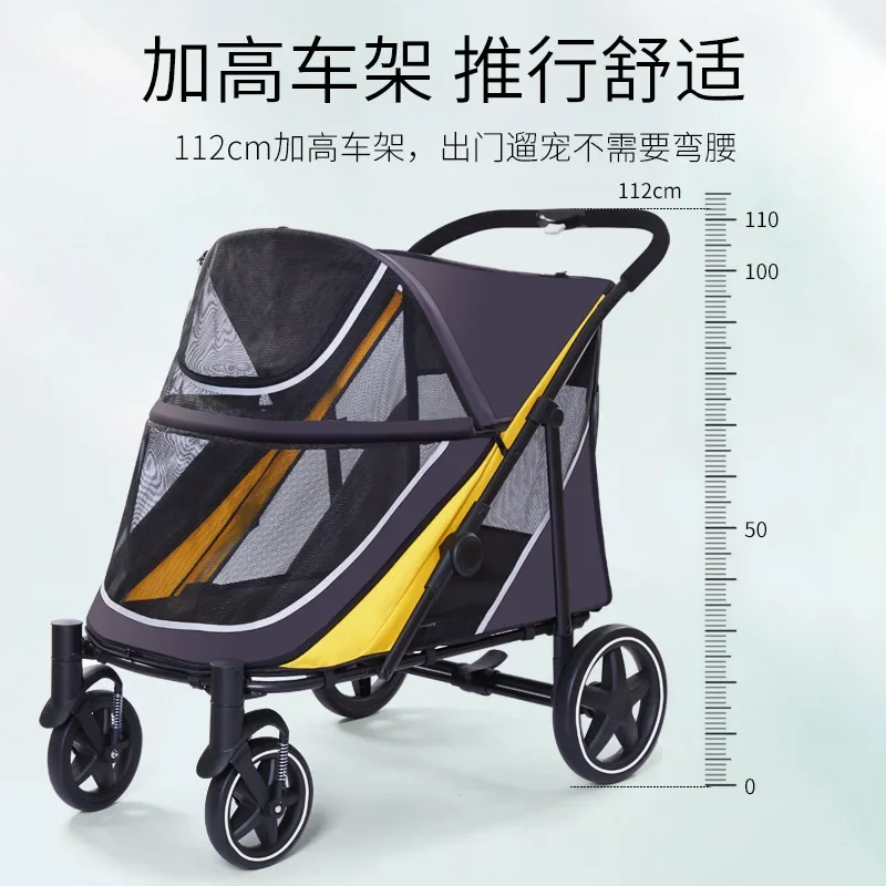 Carga-Bearing Dog Stroller, leve, Llightweight, Folding, Grande Pet Pull Cart, 60kg