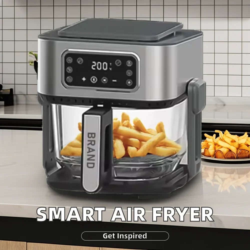 5L Air Fryer Multi-Function Electric Grill Oven Stainless Steel Digital Control Panel  for Household Kitchen Square Shape