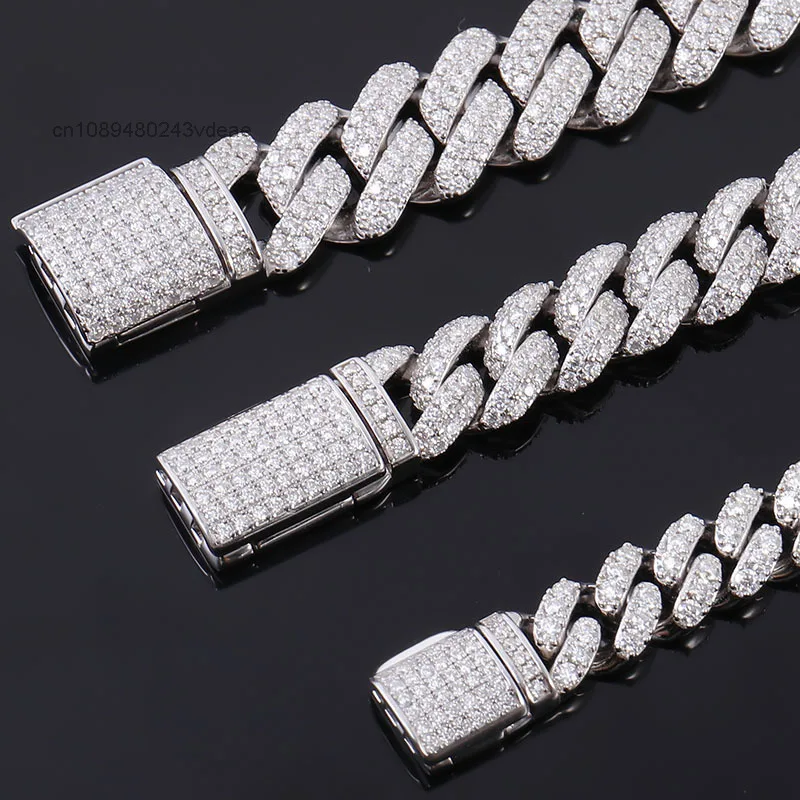 

925 Silver Cuban Link Chain 6MM Cuba Chain with Moissanite Hip Hop Jewelry Bracelet for Men Men's Moissanite Pendant & Charm