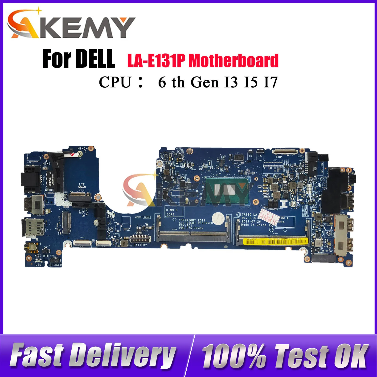 

For Dell Latitude 7480 Laptop Motherboard LA-E131P with i5 i7 6/7th CPU 04GTKN 0N480V 0CXWHP 0F48ND Tested OK