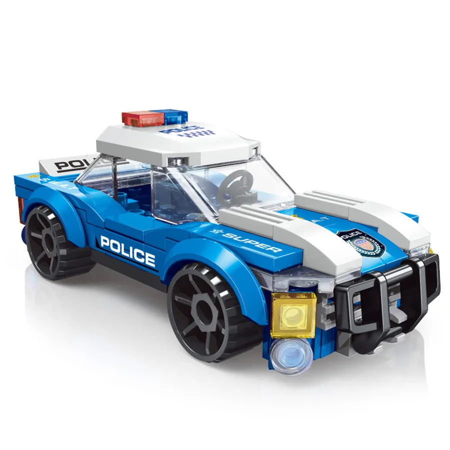 5 Style City Police Car Truck Engineering Vehicle Building Block Car Model Children Diy Bricks Set Toy Kids Gift