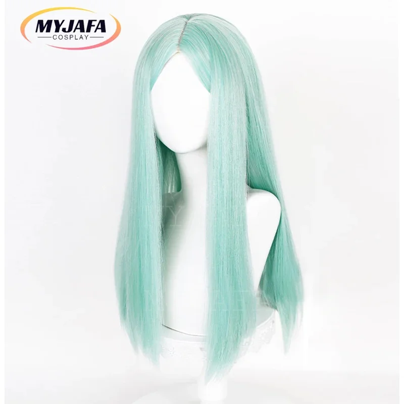 Rebecca Cosplay Wig Cyberpunk Edgerunners Rebecca Wig Cyan Straight Centre Parting Heat Resistant Hair Anime Wigs   Wig Cap