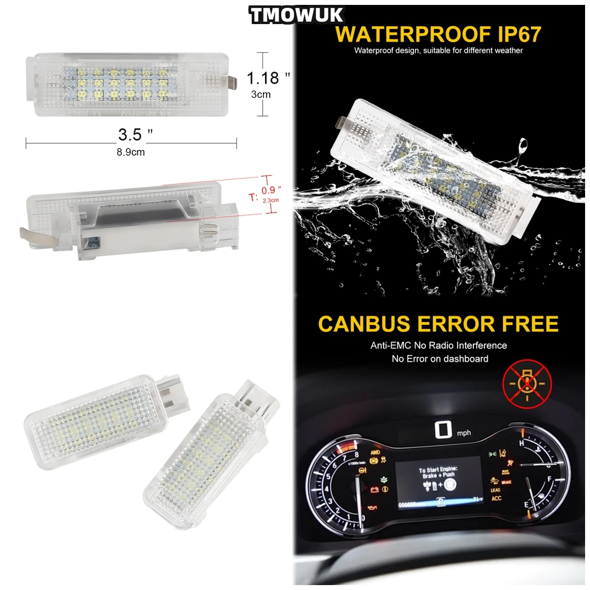 

Plug-and-Play 12V LED Dome Light For VW Golf Mk4-Mk7 Jetta Passat CC - Direct Fit High Output Trunk Compartment Light