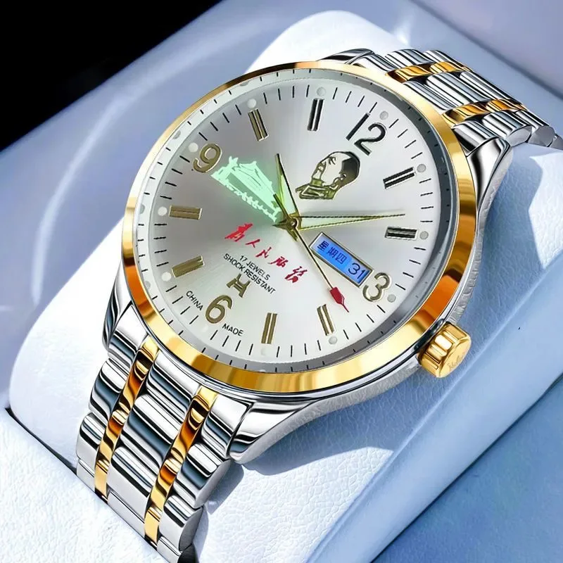 Casual Commemorate Great Men Quartz Men's Watch Tiananmen Square Steel Personality Serving The People Men Watch AAA Male Clock