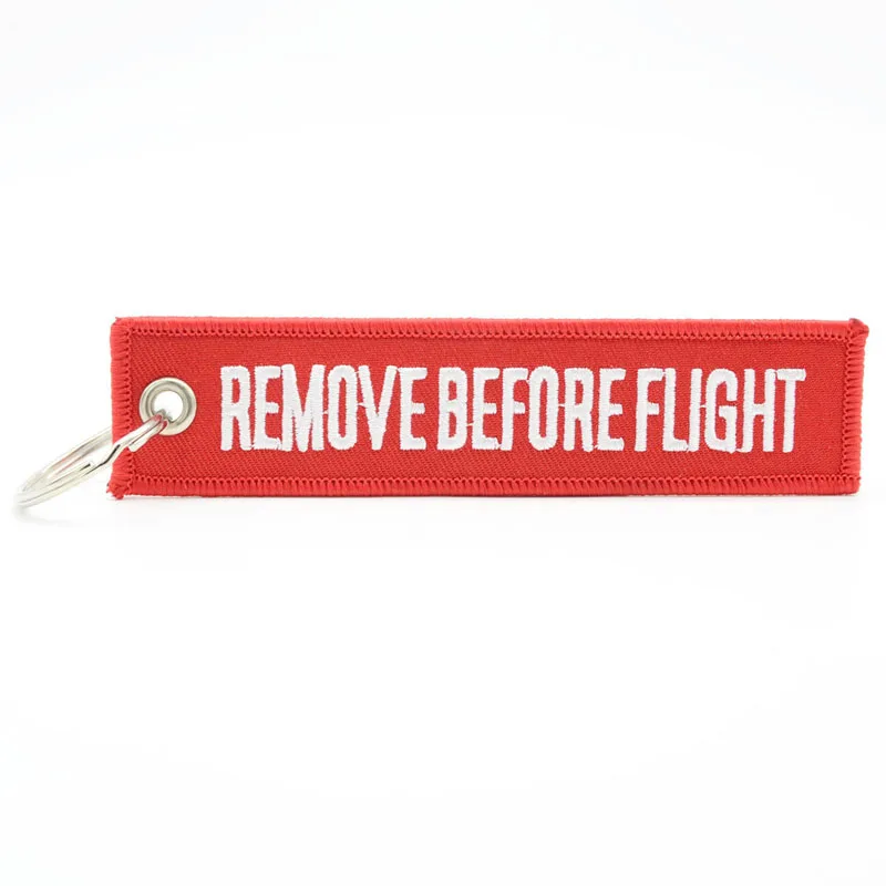 Embroidery Remove Before Flight Keyrings Special Luggage Tag Tags Red Chain Keychain Aviation Gift Pendant Fashion Jewelry