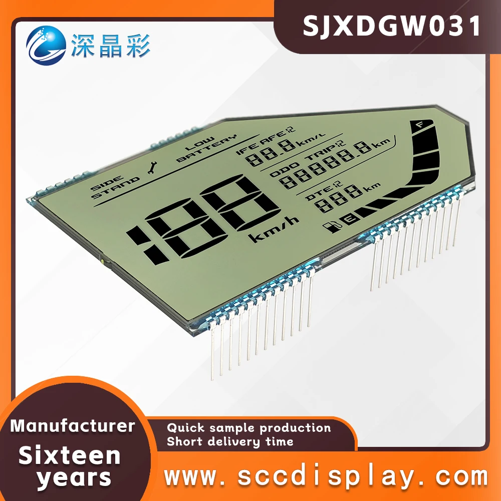 Display monocromatico lcd con fornitura diretta in fabbrica SJXDGW031 Schermo segmento moto personalizzato Schermo display strumento antiriflesso