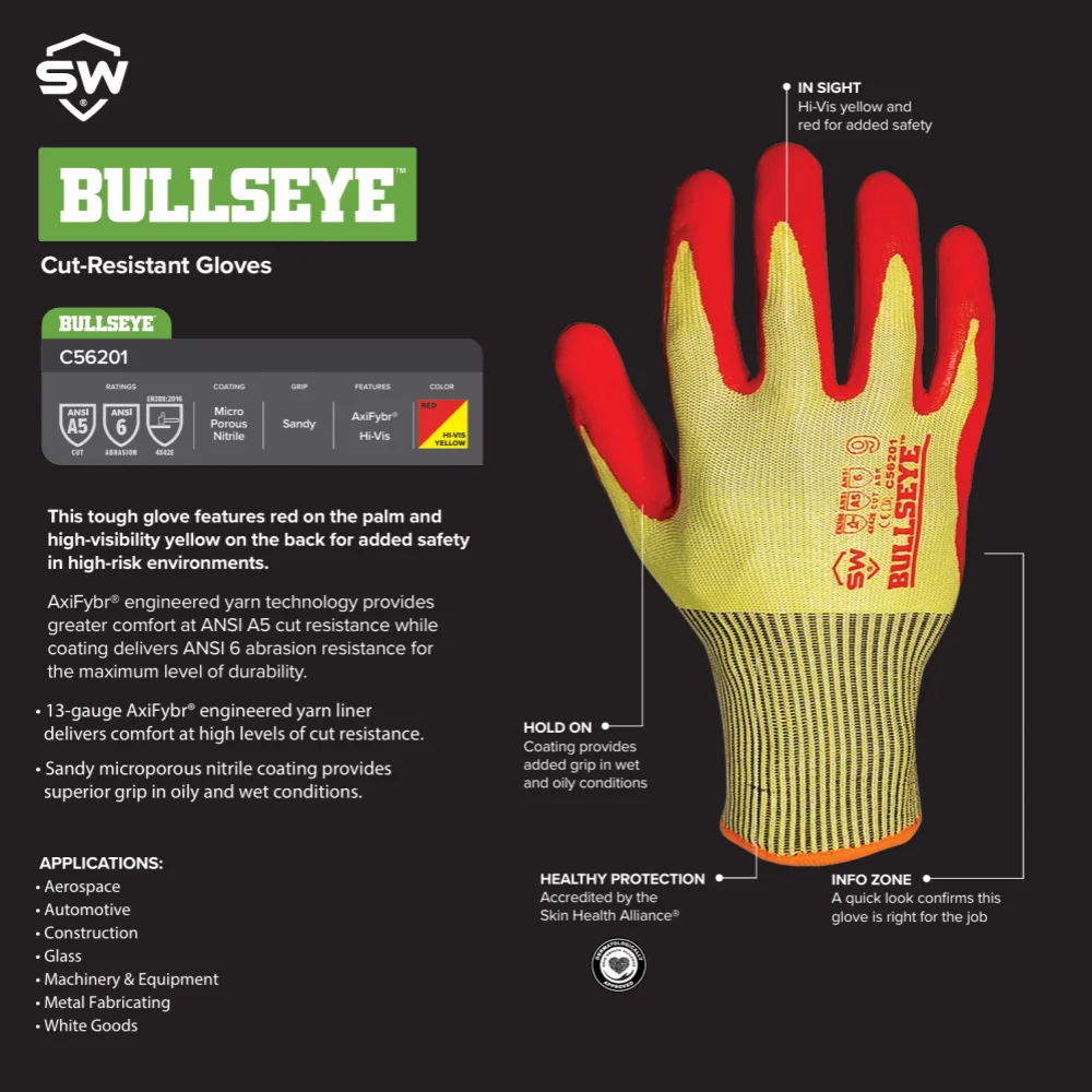 QearSafety Cut level 5 Protection Work Gloves, HPPE fiber Knitted, Sandy Orange Color Nitrile Palm Coated,Anti-slip, Flexible