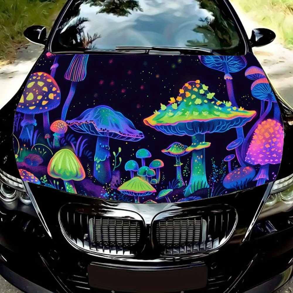 

Neon - Mushroom Print car hood stickers, waterproof self-adhesive, scratch resistant, easy to stick, durable car PVC stickers, c