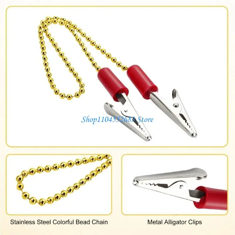 Y6GD 4 Uds servilletas acero inoxidable Clip cadena collar durabilidad Multicolor para cenar