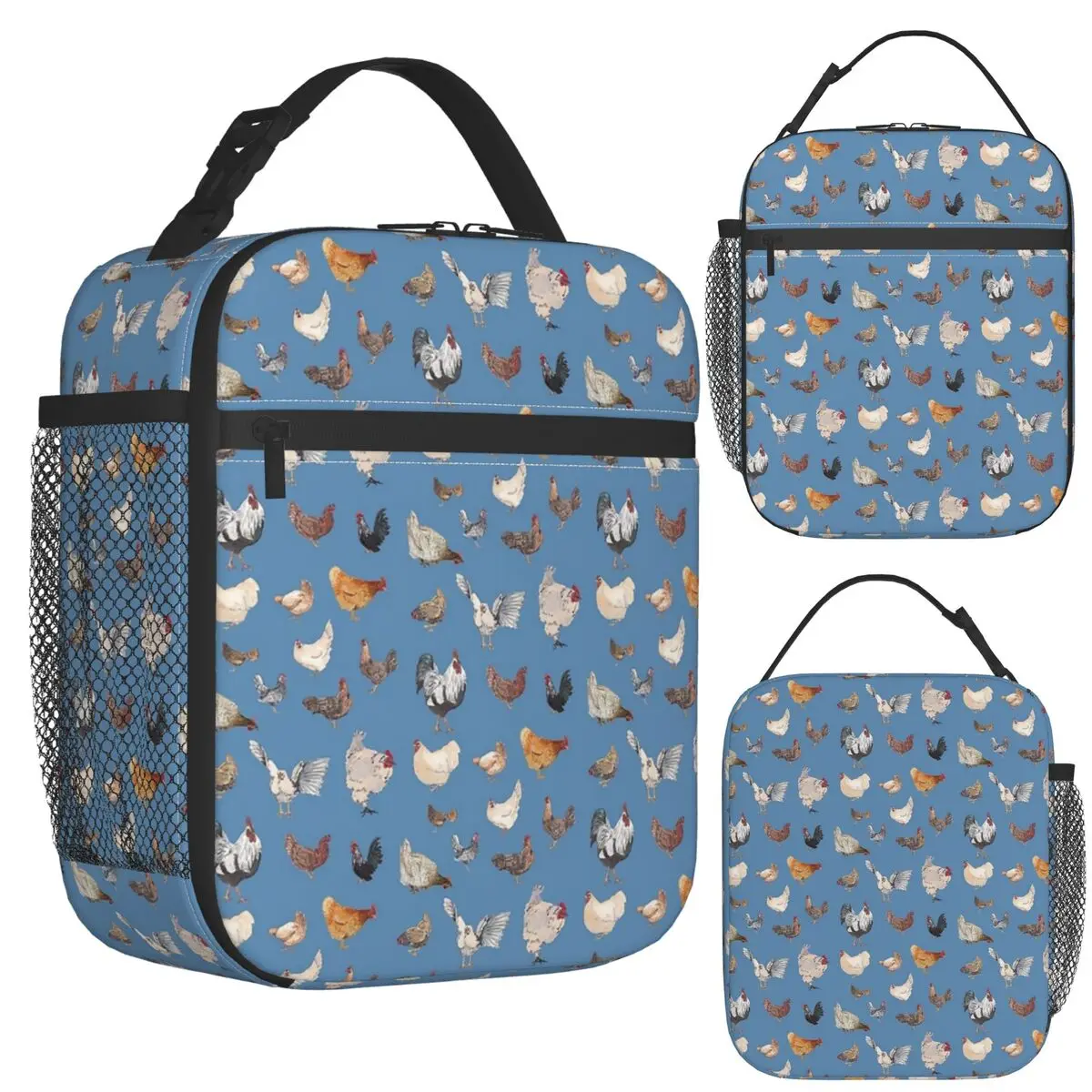 

Chicken Happy Print Insulated Lunch Bag for School Bento Storage Food Boxes Portable Container Cooler Thermal Lunch Box Tote