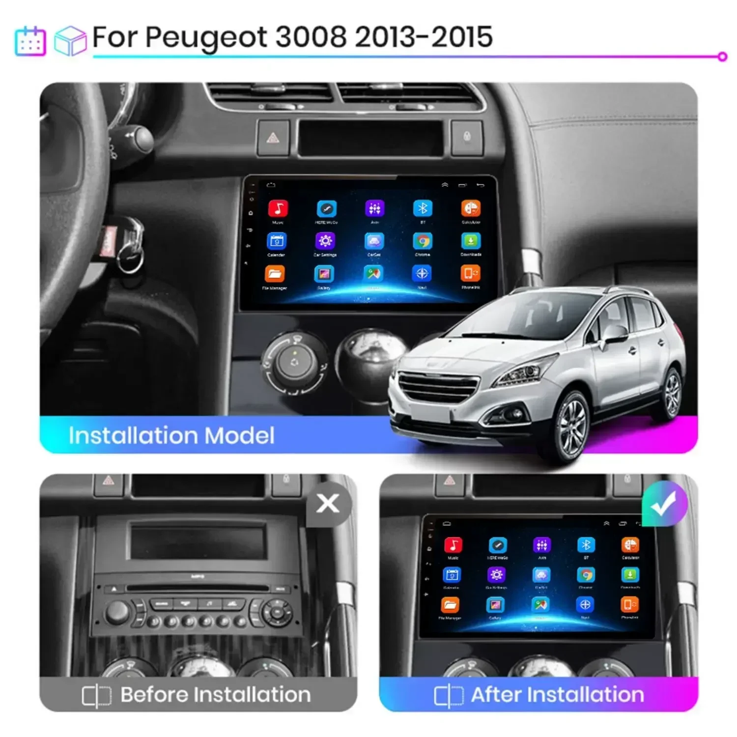 for Peugeot 5008 3008 2009-2015 Android Car Radio Multimedia Navigation GPS Android Stereo Player Screen No 2din DVD Wifi