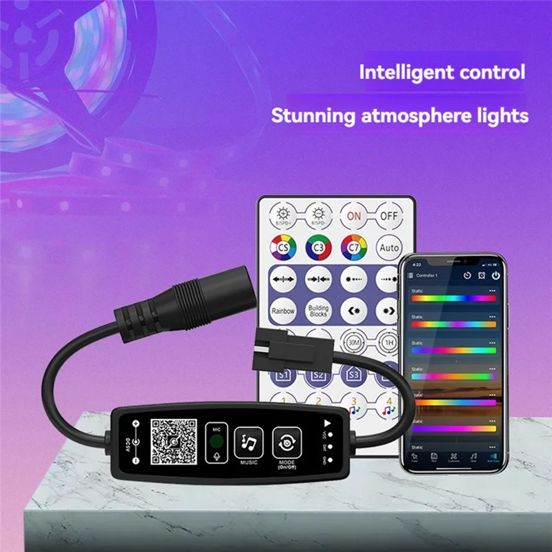 ABFN-WS2811 WS2812B Controller LED Musica Bluetooth 28 tasti Telecomando per striscia RGB indirizzabile individuale
