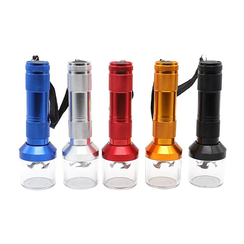 display box Electric Torch flashlight Grinder Crusher Crank Leaf Aluminum tobacco Smoking Spice Herbal Muller accessories