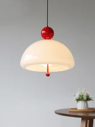 Medieval French retro pendant light post-modern living room cream glass bedroom tea room bar main pendant lamp