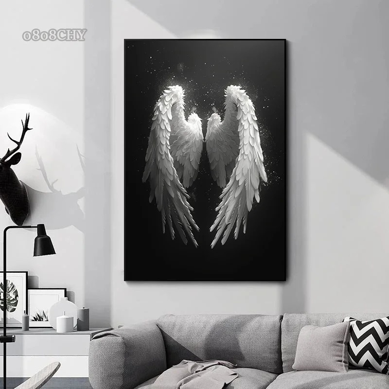 Beautiful White Angel Wings Canvas Painting Modern HD Prints Poster Fashion Wings Wall Art Pictures for Living Room Home Decor