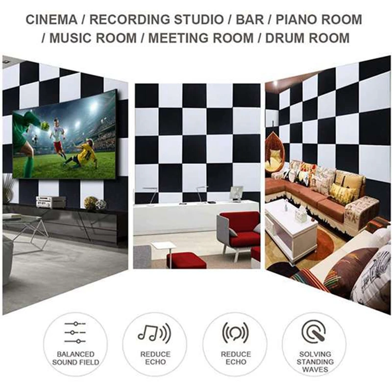 RISE-6 Pack Acoustic Panels High Density Soundproof Wall Panels Sound Absorbing Tiles For Recording Studio,Ceiling,Office,Etc