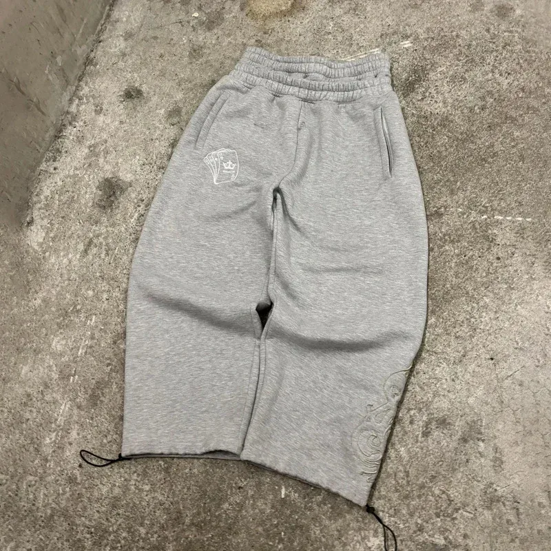 

♥ 2026 New Y2k Poker Embroidered Double Waist Jogging Pants Gothic Hip Hop Street Wear Men's and Women's Loose Fake Two Pie