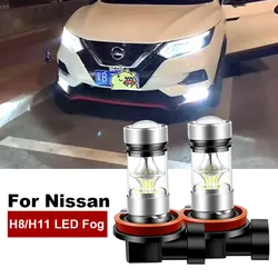 2pcs 2400LM For Nissan Qashqai j10/j11 For Nissan X-Trail T30/T31/T32 2005-2018 LED H8 H11 Fog Light Bulb Car DRL Lamp 6000K 12V