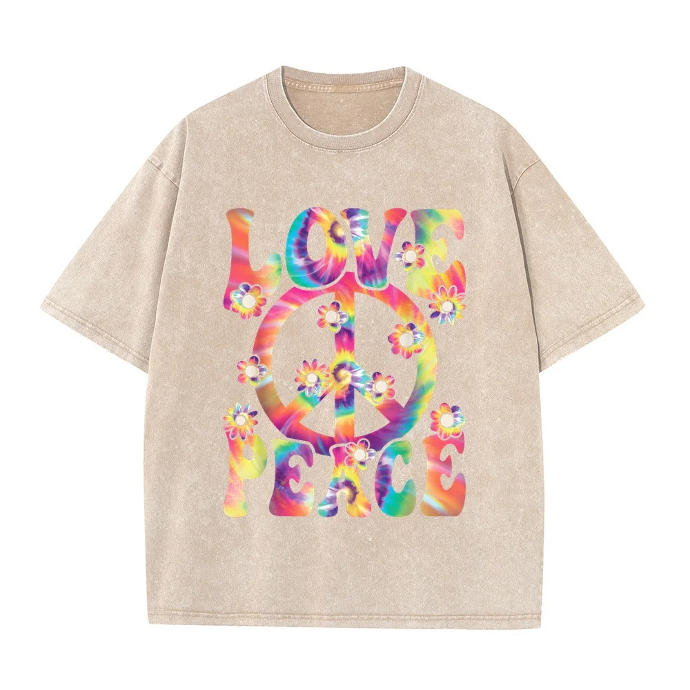 Love Peace Sign 60s 70s Hippie Costume Man's Girls T-Shirt Oversized T Shirt Man Camisetas Para Hombre Originales Casual Tee