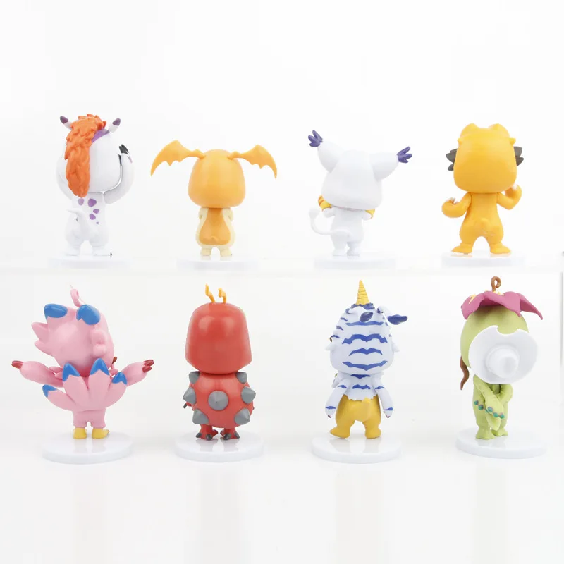 Juego de 8 Uds. De figuras de Anime Digimon seleccionadas para niños, disfraz Digital Monster Agumon Gabumon, adornos para coche de escritorio, decoración navideña