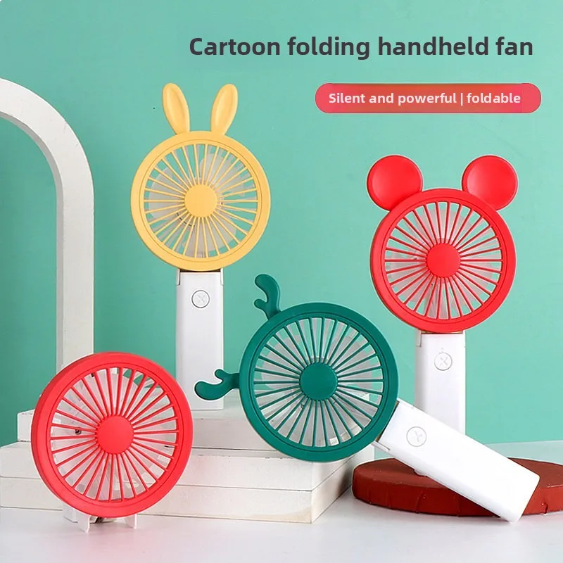 

Cute Cartoon USB Mini Fan Foldable Neck Fan Rabbit Ear Handheld Fan for Students